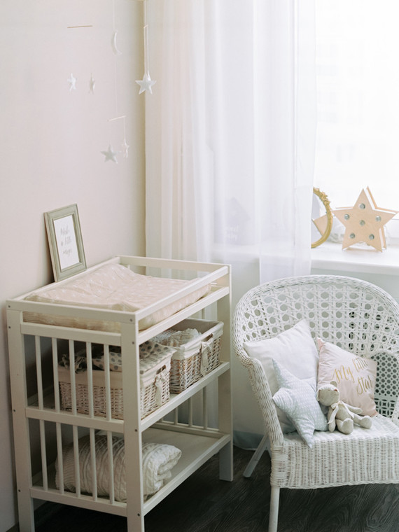 Grey and white girl's nursery
