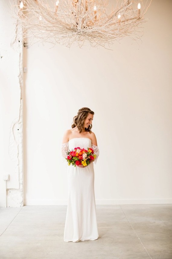 Off the shoulder wedding dress