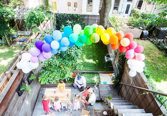 simple rainbow birthday party Inspiration