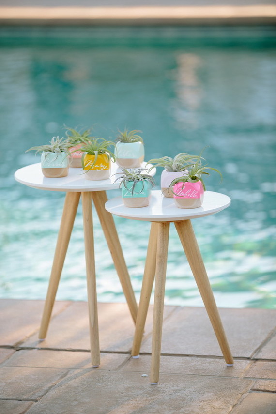 Modern succulent escort cards