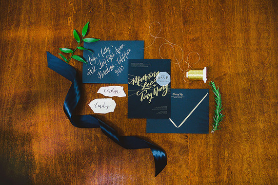 Black and gold wedding invitations