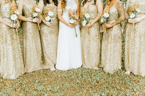 Gold bridesmaid dresses
