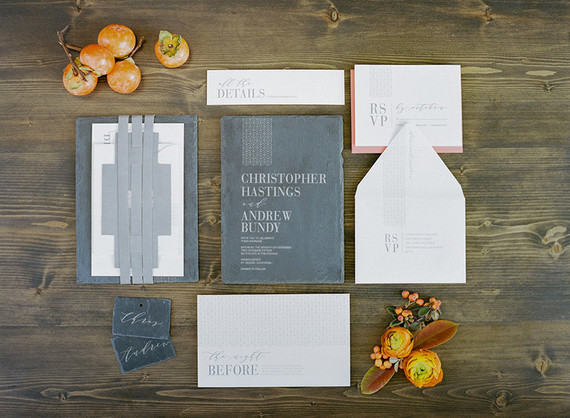Modern fall wedding invitations
