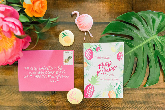 Tropical 1st birthday party invites