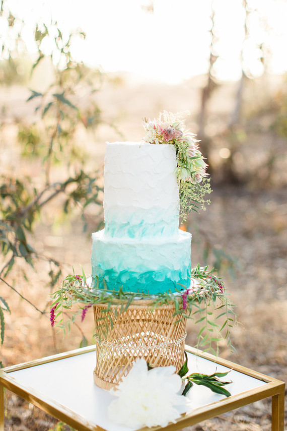 Blue ombre wedding cake