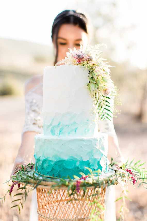 Blue ombre wedding cake