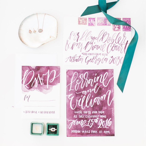 Watercolor wedding invitations