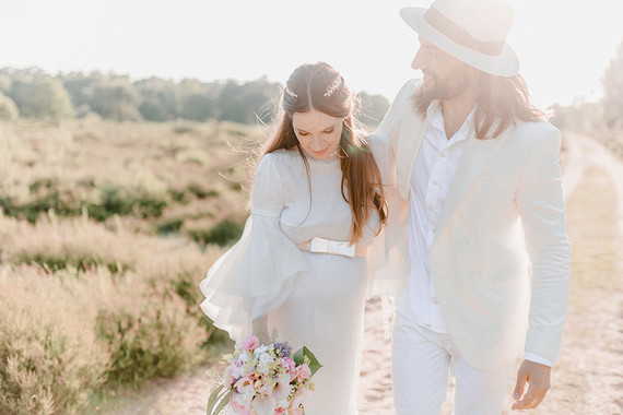 all white bohemian maternity photos