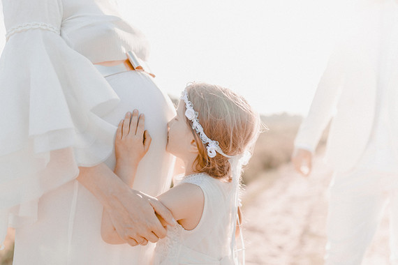 all white bohemian maternity photos