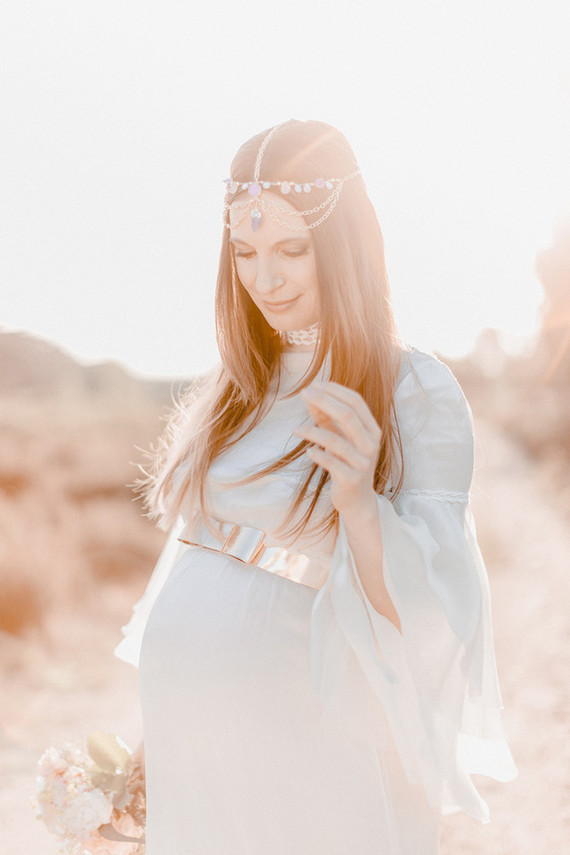all white bohemian maternity photos