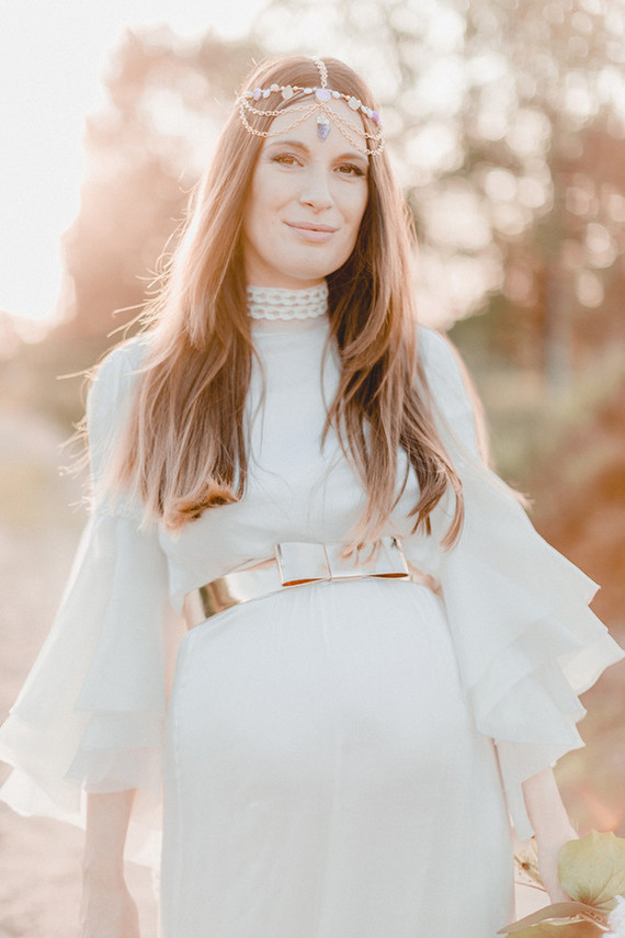 all white bohemian maternity photos