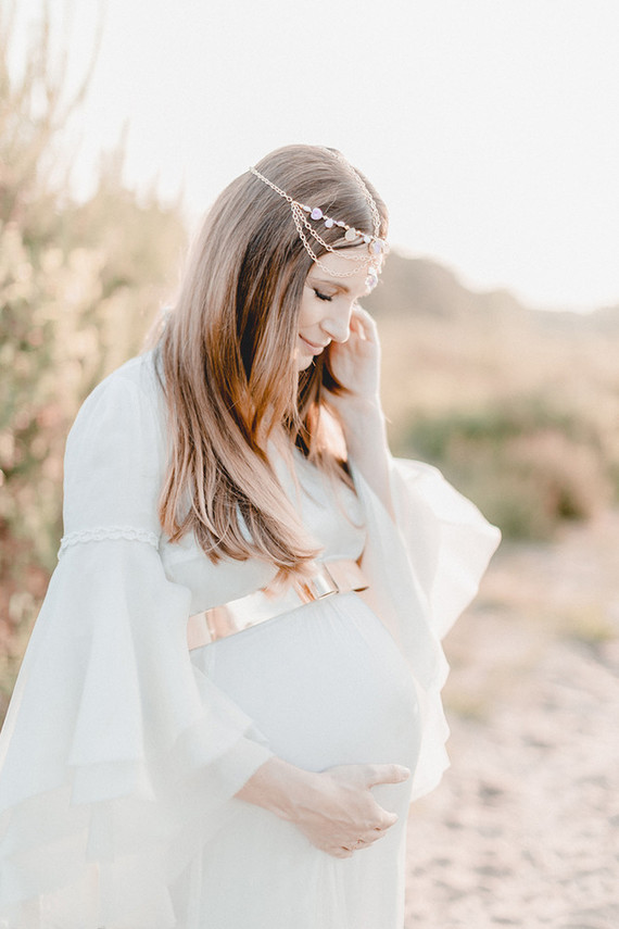all white bohemian maternity photos