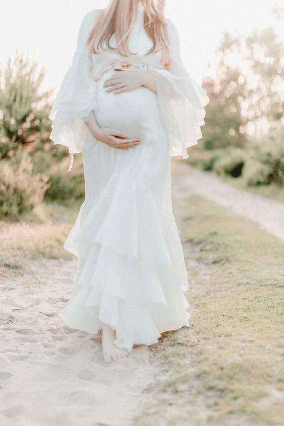 all white bohemian maternity photos
