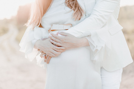 all white bohemian maternity photos
