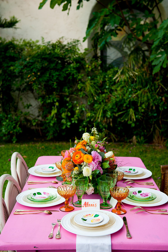 Colorful spring tablescape