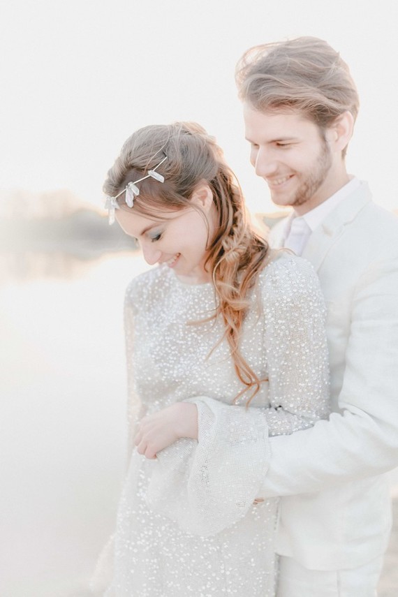 Silver beaded wedding dress
