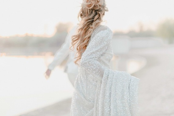 Silver beaded wedding dress