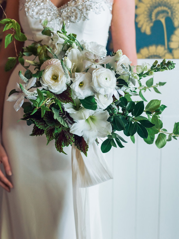 organic, white bridal bouquet