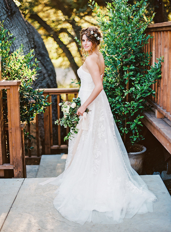 Romantic, blush wedding dress from David's Bridal