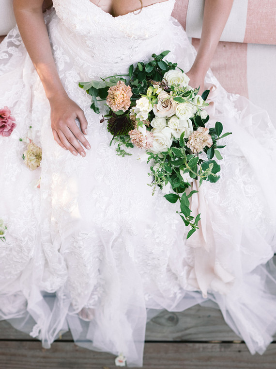 Romantic, blush wedding dress from David's Bridal