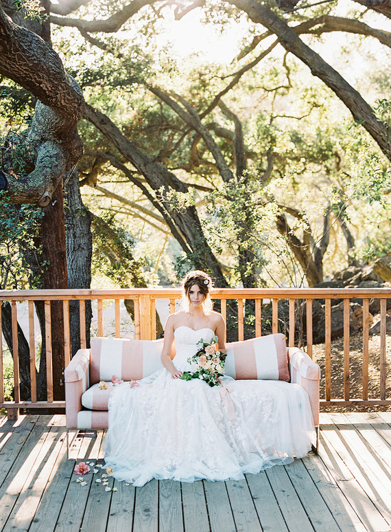 Romantic, blush wedding dress from David's Bridal