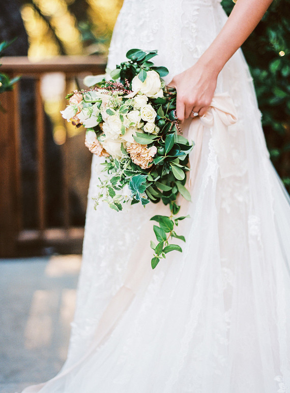 Romantic, blush wedding dress from David's Bridal
