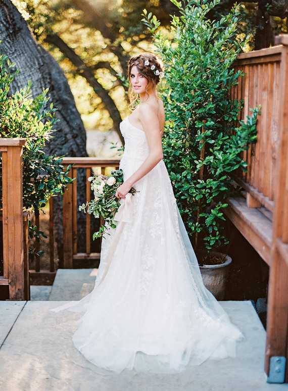 Romantic, blush wedding dress from David's Bridal