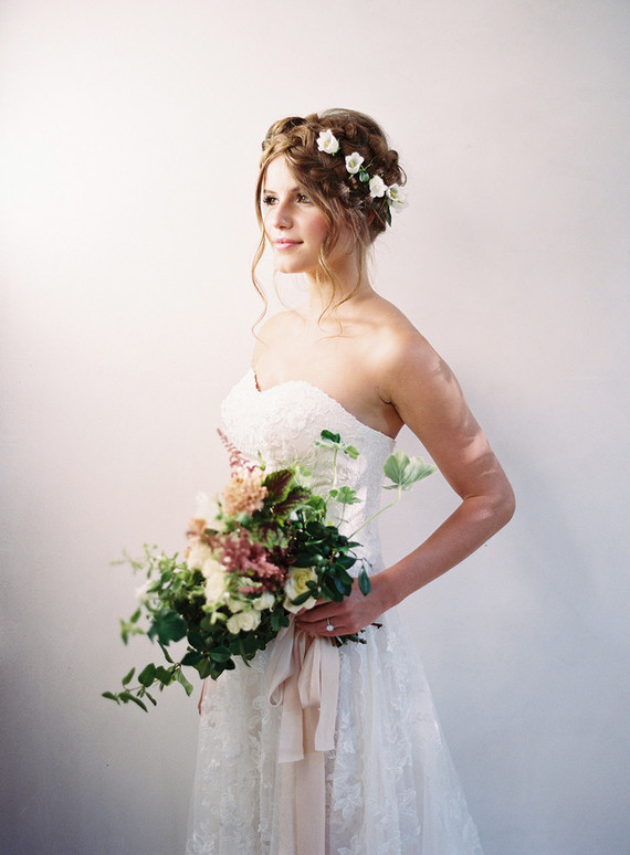 Romantic, blush wedding dress from David's Bridal