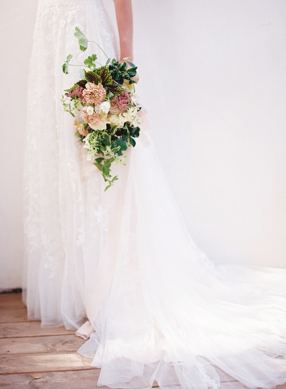 Romantic, blush wedding dress from David's Bridal