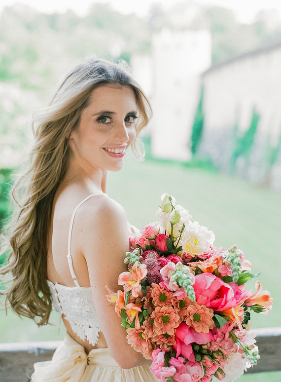 Pink spring bridal bouquet