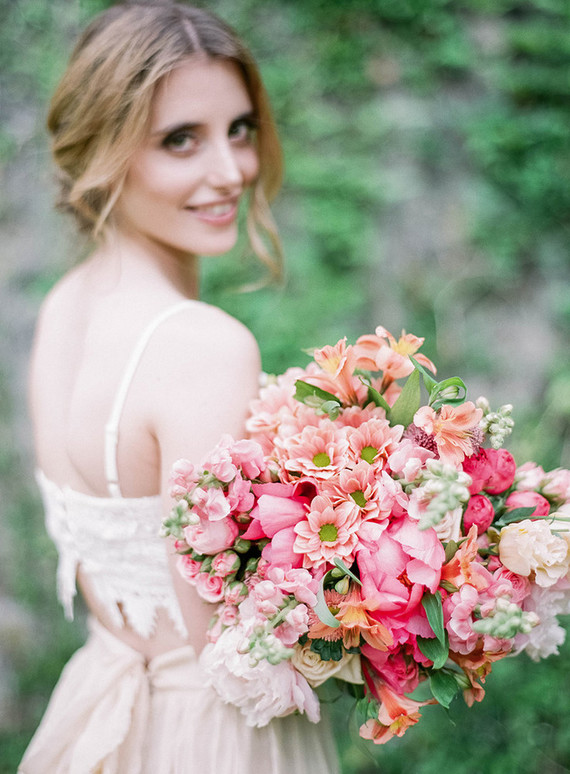 Pink spring bridal bouquet