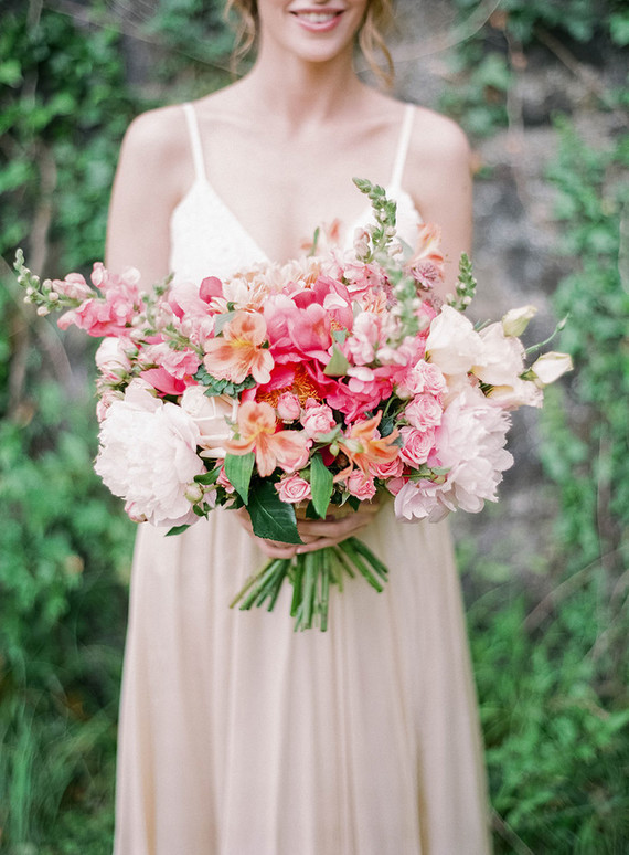 Pink spring bridal bouquet