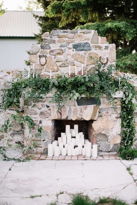 Stone fireplace