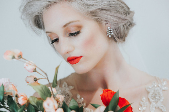Bright red lips