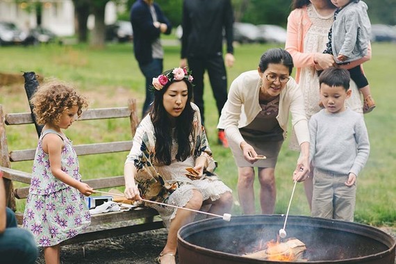 summer outdoor party with smores