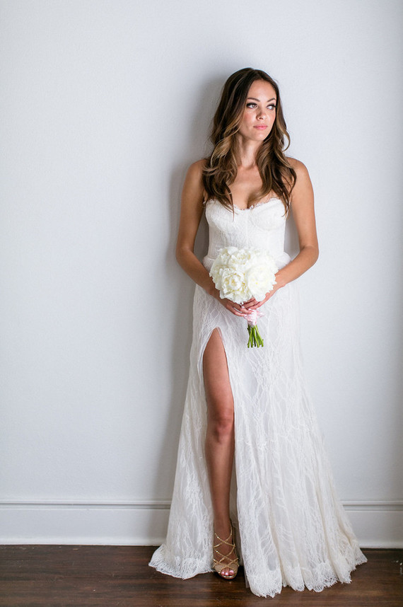 wedding dress with high slit