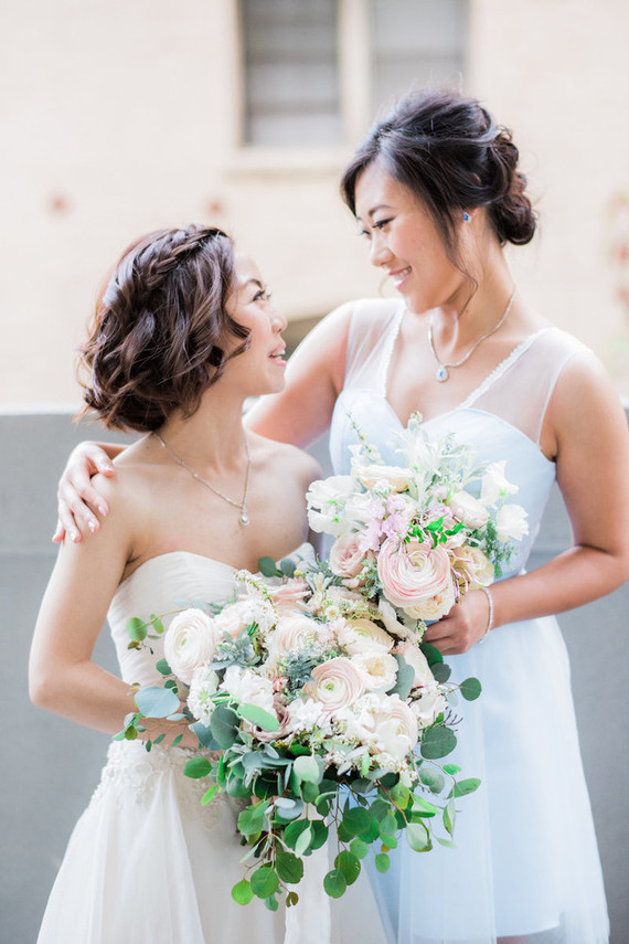 bride and maid of honor