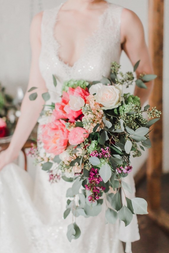 coral charm peony bouquet
