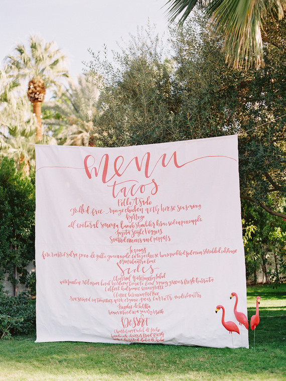 large scale menu for wedding