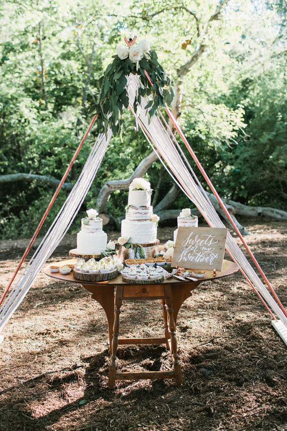 copper tent dessert table