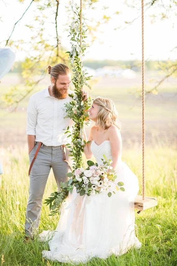 bridal portraits on a swing