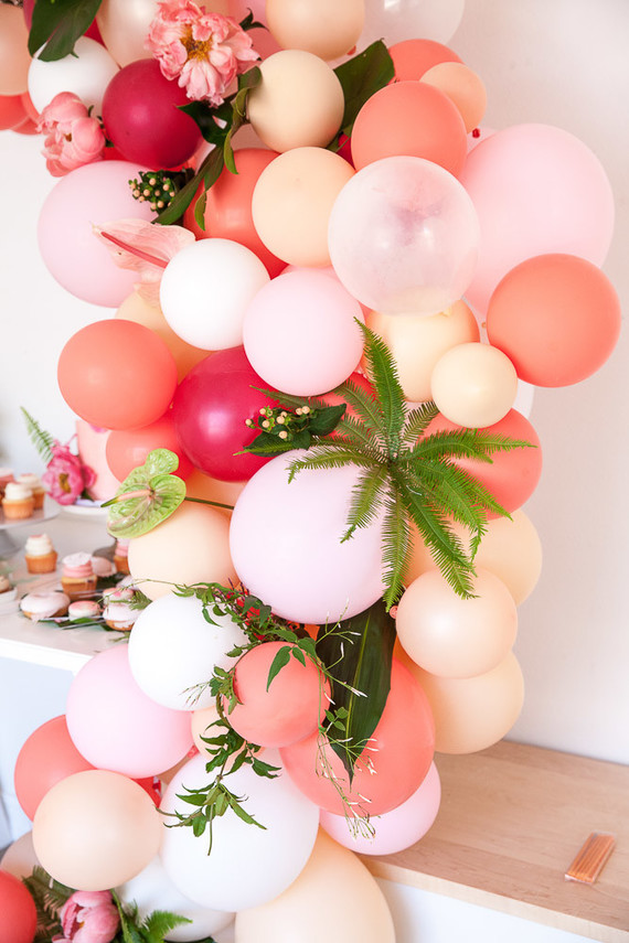 pink balloon installation