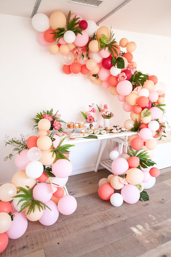 pink balloon installation