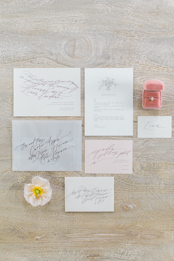 elegant blush wedding invitations