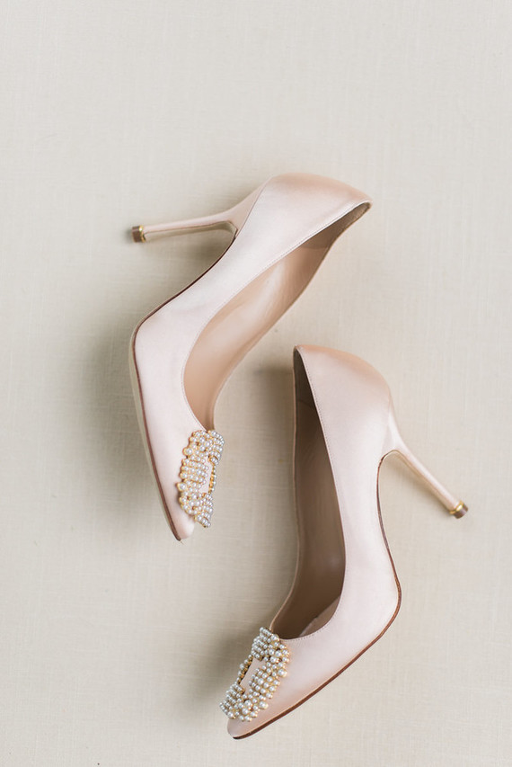 blush manolo blank wedding shoes