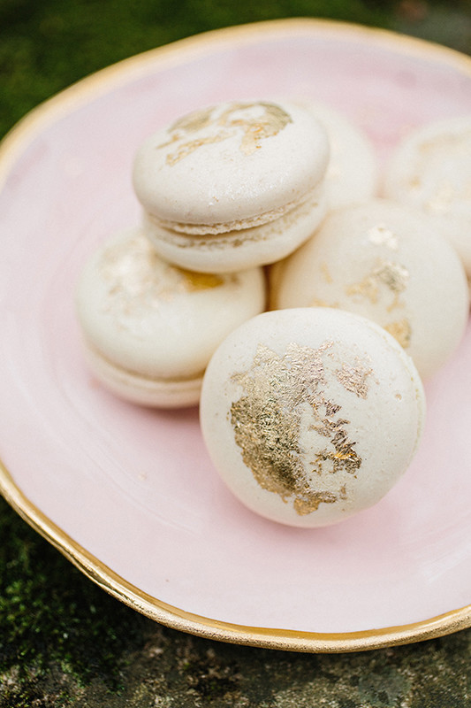 gold leafed macarons