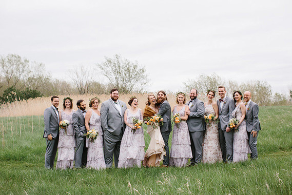 Wintery rustic wedding party portraits