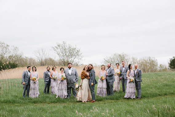 Wintery rustic wedding party portraits
