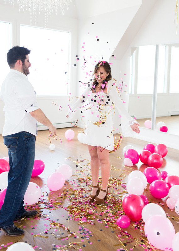 gender reveal balloon drop