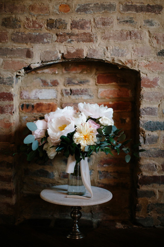white peony wedding bouquet